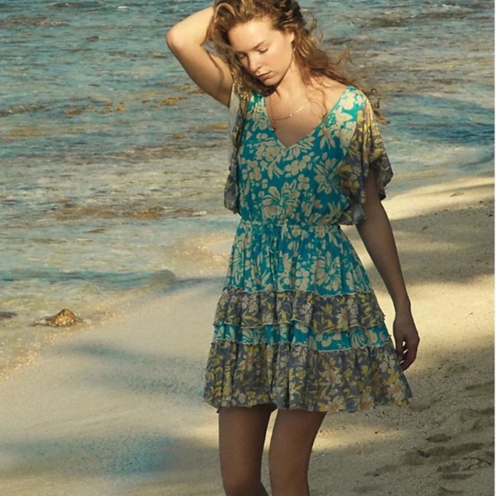 ✨NEW✨ Daily PRACTICE by Anthro, Tiered Ruffle Floral Flutter Sleeve Mini Dress